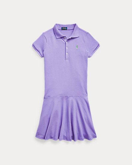 Stretch Cotton Mesh Polo Dress By Ralph Lauren