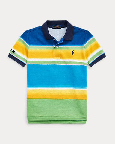 Stripped Cotton Mesh Polo Dress By Ralph Lauren