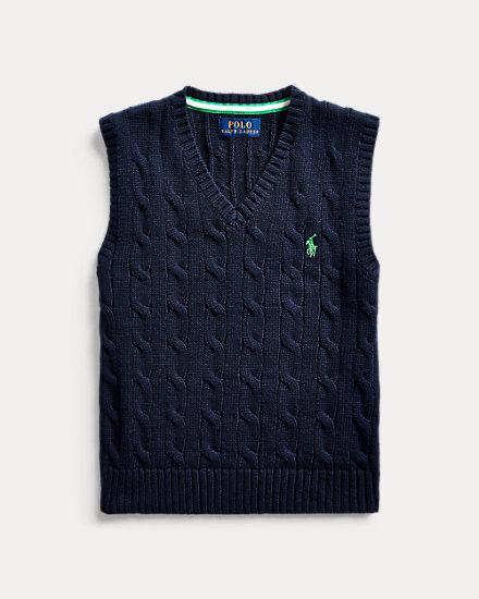 Cable-Knit Cotton Sweater Vest By Ralph Lauren