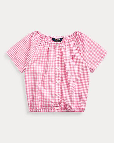 Mixed-Gingham Cotton Top By Ralph Lauren