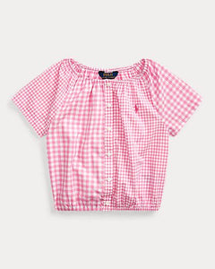 Mixed-Gingham Cotton Top By Ralph Lauren